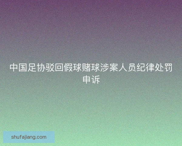 中国足协驳回假球赌球涉案人员纪律处罚申诉 中国足协驳回假球赌球涉案人员纪律处罚申诉