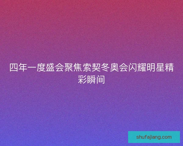 四年一度盛会聚焦索契冬奥会闪耀明星精彩瞬间